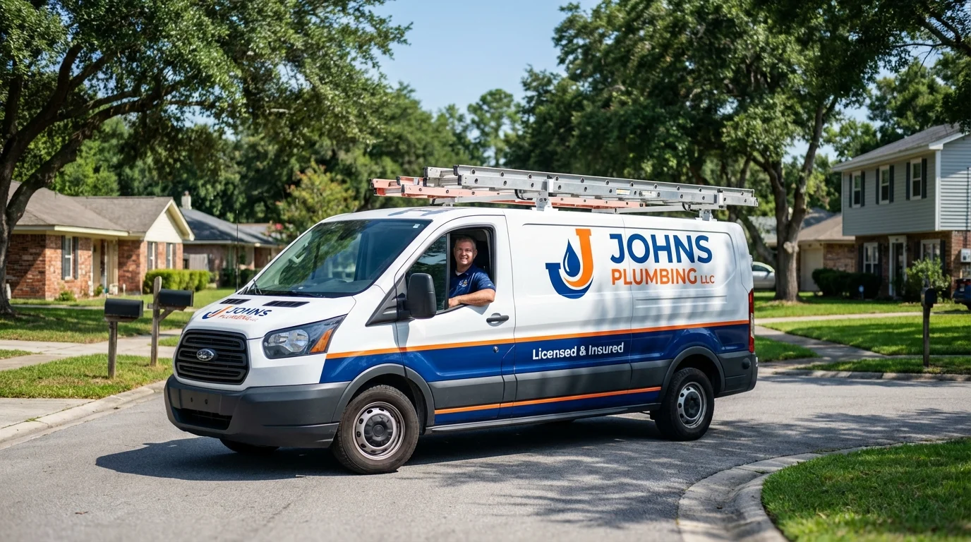 Johns Plumbing LLC service van in Port Chester, NY