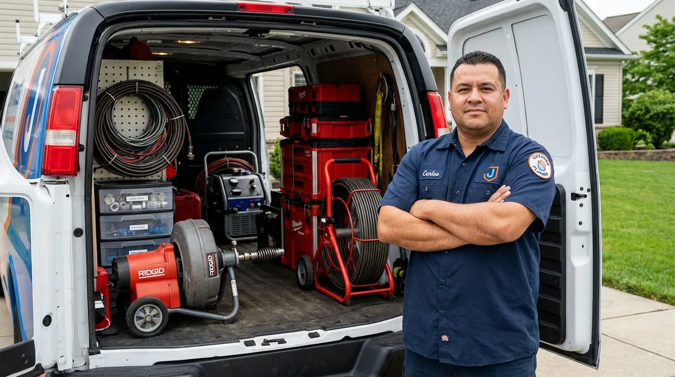 Professional drain cleaning equipment and Johns Plumbing LLC plumber in Port Chester